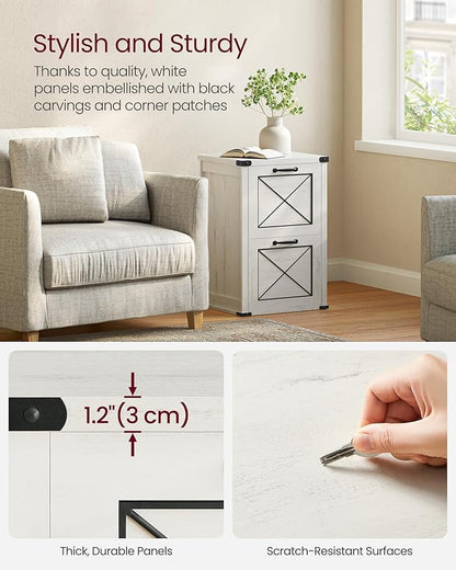 VASAGLE File Cabinet, Filing Cabinet with 2 File Drawers, Printer Stand, Fit A4, Letter Size, Hanging File Folders, Modern Farmhouse Style, for Home Office, Rustic White UOFC048T73