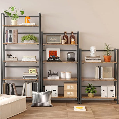 BHG Vintage Multifunctional Bookcase Folding Bookshelf, No-Assembly Plant Stand Storage Rack Shelves for Home Office (Fire, 4-Tier)