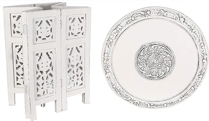 The Wooden Town Handcrafted White Wood End Table - Antique Finish, Small Accent Table 18"x18" for Living Room, Bedroom, Sofa Side or Nightstand Use
