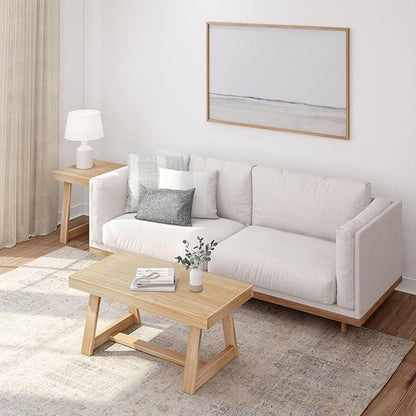Plank+Beam Classic Rectangular Coffee Table, 40 Inch Farmhouse Coffee Table, Mini Center Tables for Small Spaces, Small Living Space Tea Table, Blonde Wirebrush