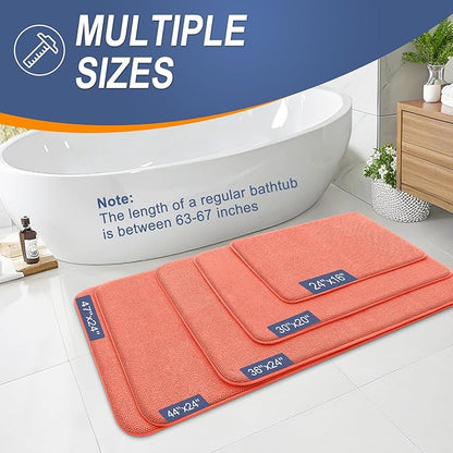 OLANLY Thick Memory Foam Bath Mat Rug 24x16, Extra Soft Absorbent Bathroom Rug, Quick Dry Bath Mats, Non-Slip, Machine Washable Carpet for Bathroom, Tub and Shower, Home Decor Accessories, Coral