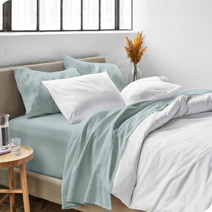 Bare Home Twin XL Sheet Set - 1800 Ultra-Soft Microfiber Twin Extra Long Sheets - Double Brushed - Deep Pockets - Easy Fit - Extra Soft - 3 Piece Set - Bed Sheets & Pillowcases (Twin XL, Sea Spray)