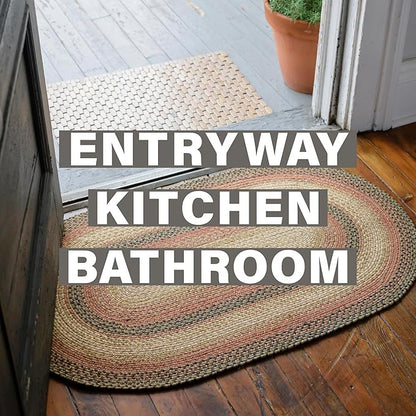 Russet Multi Color Jute Braided Rugs, 20x30 Rectangle - Warm Country Decor, Perfect for Kitchens, Bathrooms and Entryways - Durable and Easy to Clean