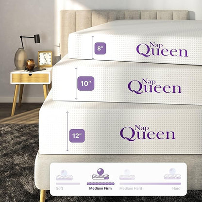 NapQueen Twin-XL Mattress, 12 Inch Charcoal Memory Foam, CertiPUR-US Certified, Bed in a Box