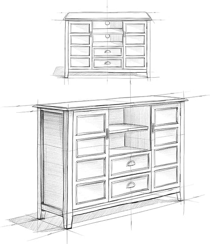 SIMPLIHOME Burlington SOLID WOOD 54 Inch Wide Transitional TV Media Stand in Rustic Natural Aged Brown for TVs up to 60 Inch, For the Living Room and Entertainment Center