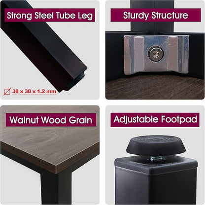 47 inch Large Computer Desk Wood, Modern Simple Style Desk for Home Office, Bedroom, Study Student Writing Desk, Small Spaces, Black Metal Frame, Walnut Top