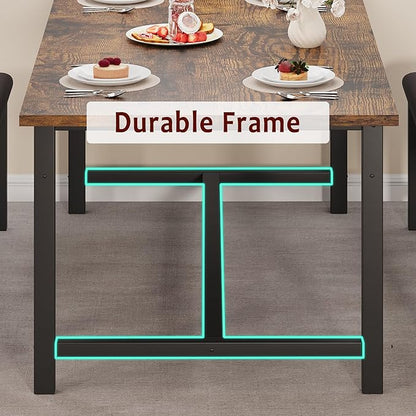 3-Piece Dining Table Set for 4-6 People, Extendable Kitchen Table Set with 2 Upholstered Benches, Dining Room Table Set for Apartment, Kitchen, Living Room, Brown