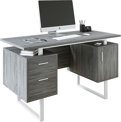 Techni Mobili Modern Office Desk with Storage, Gray