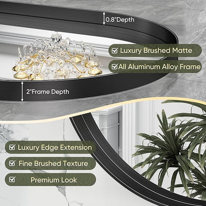 Suidia 22" x 30" Bathroom Mirror, Bathroom Vanity Mirror Metal Framed, Wall-Mounted Mirrors for Bedroom, Living Room, Entryway, Hallway, Black, Oval Style