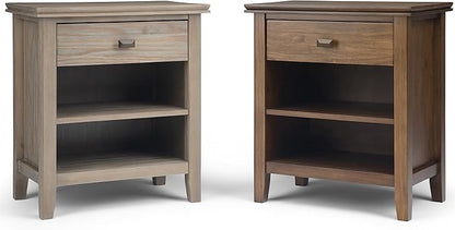 SIMPLIHOME Artisan SOLID WOOD 24 inch Wide Transitional Bedside Nightstand Table in Rustic Natural Aged Brown for the Living Room and Bedroom