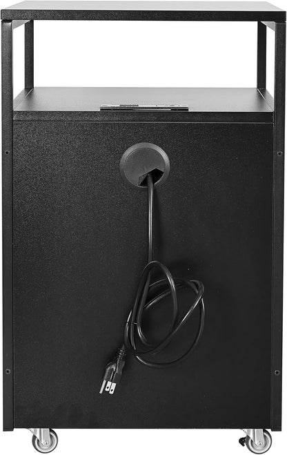 Techni Mobili Modern 2-Drawer Rolling File Cabinet with Lock, 2 USB Ports and Power Outlet for Device Charging, Portable File Organizer or Printer Stand for Office or Home with Locking Wheels, Black