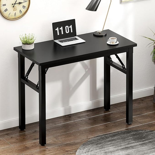 Need Folding Computer Desk - 31.5 Inch Foldable Office Writing Work Study Kids Student Teacher Home Bedroom Table for Small Space, Black