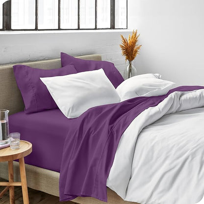 Bare Home Full Sheet Set - Luxury 1800 Ultra-Soft Microfiber Full Bed Sheets - Double Brushed - Deep Pockets - Easy Fit - 4 Piece Set - Bedding Sheets & Pillowcases (Full, Plum)