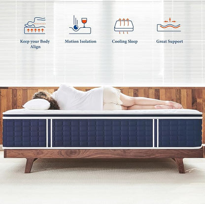Coolvie Twin Mattress 14 Inch, Hybrid Twin Bed Mattress in a Box, 4 Layer Premium Foam with Pocket Springs for Motion Isolation and Pressure Relieving, Medium Firm Feel, 100-Night Trial