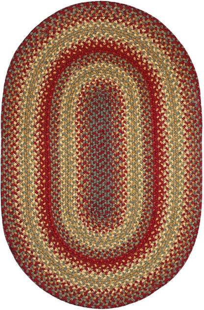 Cider Barn Cranberry Red Braided Oval Rug, Jute, 4x6' - Perfect Country Rustic Decor for Entryway, Bedroom, Everywhere
