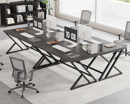 LVB Modern Computer Desk, Industrial Home Office Desk, Metal Wood Writing Study Computer Table for Bedroom, Farmhouse Executive Simple Gaming Work Desk for Student, Dark Gray Oak, 60 Inch