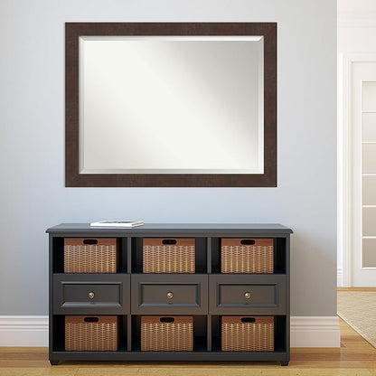 Amanti Art Brown Wall Mirror 35x45 Wildwood Brown Rectangle Bathroom Mirror for Wall Decor Living Room, X-Large Rustic Farmhouse Frame, Hangs Horizonally and Vertically, Bathroom Decor, Beveled Edge
