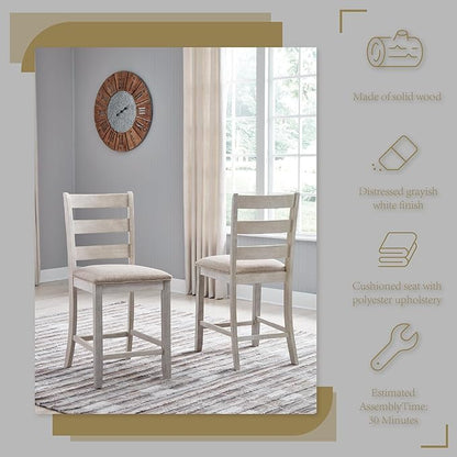 Signature Design by Ashley Skempton 24" Counter Height Upholstered Barstool, Set of 2, Antique White