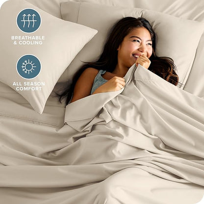 Bare Home Twin Sheet Set - 1800 Ultra-Soft Microfiber Twin Bed Sheets - Double Brushed - Deep Pockets - Easy Fit - Extra Soft - 3 Piece Set - Bedding Sheets & Pillowcases (Twin, Sand)