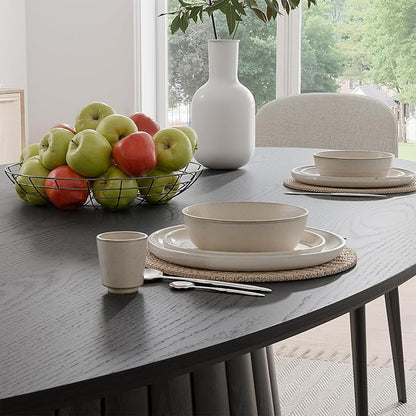 Casaphoria 67" Oval Dining Table, Modern Wood Kitchen Table with Cone Shaped Strip Convex Base for Living Room & Dining Room, Easy Assembly Farmhouse Furniture for 4-6, Black