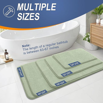 OLANLY Thick Memory Foam Bath Mat Rug 59x20, Extra Soft Absorbent Bathroom Rug, Quick Dry Bath Mats, Non-Slip, Machine Washable Carpet for Bathroom, Tub and Shower, Home Decor Accessories, Sage Green