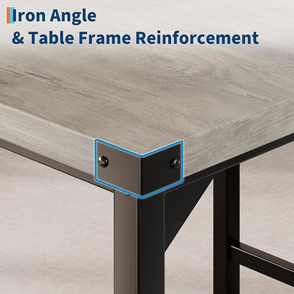 IDEALHOUSE Dining Table Set for 2 w/Counter Height Table & 2 Upholstered Bar Stools, 3-Piece Kitchen Table Set with Footrest & Corner Protector, for Kitchen Room, Apartment, Pub