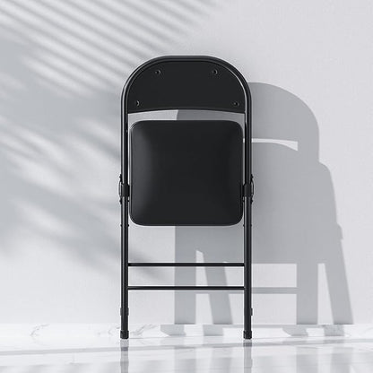 VECELO 4-Pack Folding Chairs Portable Metal with Ultra Soft PU Padded Cushion Seats for Home Office, Black, Square