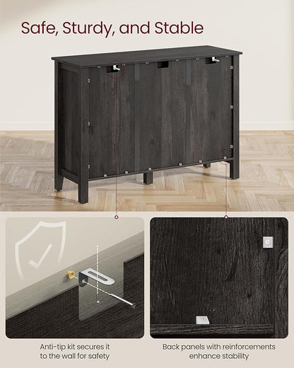 VASAGLE LIRY Collection - Buffet Cabinet, Coffee Bar Cabinet with 3 Drawers, Adjustable Shelves, Sideboard Storage with Cable Holes, Drawer Dividers, Antique Charcoal UBBK371B02V1