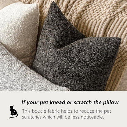 Foindtower Set of 2, Decorative Textured Boucle Throw Pillow Covers Accent Solid Pillow Cases Neutral Soft Cozy Couch Cushion Case for Chair Sofa Bedroom Living Room Home Decor 16 x 16 Inch Dark Brown