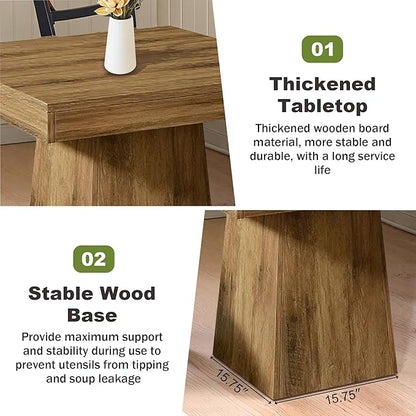 NicBex Square Dining Table for 4, 31.5" Farmhouse Dinner Table Small Dining Room Tables Wooden Kitchen Tables with Heavy Duty Pedestal for Kitchen, Living Room, Brown