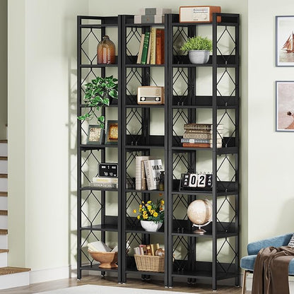 Tribesigns 78.7 Inch Extra Tall Narrow Bookshelf, 7 Tier Skinny Bookcase for Small Spaces, Freestanding Display Shelves, Multifunctional Corner Storage Organizer for Home Office, Black