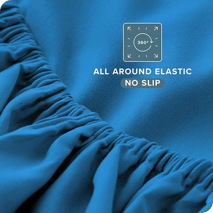 Bare Home Split King Sheet Set - 1800 Ultra-Soft Microfiber Bed Sheets - Double Brushed - Deep Pockets - Easy Fit - 5 Piece Set - Bed Sheets & Pillowcases (Split King, Medium Blue)