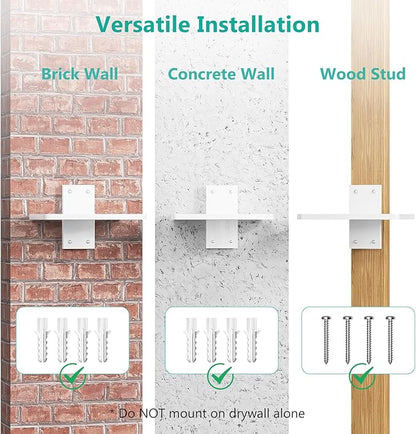 WALI Floating TV Shelves for Wall, Projector Shelf Holds Up to 22lbs, Wooden Wall Mounted Shelves for DVD Players, Cable Boxes, Game Consoles, Living Room Decor Accessories (CS201NW), 1 Shelf, White