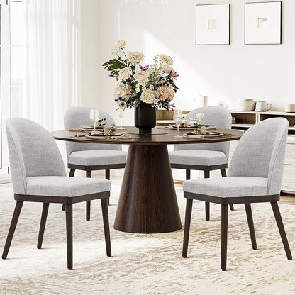 COLAMY Upholstered Dining Chairs Set of 4, Wooden Kitchen Chairs with Open Back, Modern Dining Room Chairs with Wood Frame, Dinner Side Chairs for Dining Room Kitchen Restaurant, Dark Grey