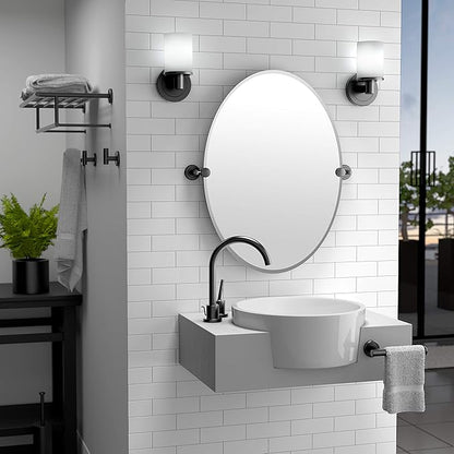 Gatco 4249MXLG Latitude II Large Oval Mirror Matte Black, 32 H x 28.5 W