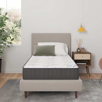 Ottomanson Twin 9" Hybrid Mattress - Medium-Firm Support - Made in USA - Individually Pocketed Coils & CertiPUR-US Foam - Fiberglass-Free - Bed in a Box