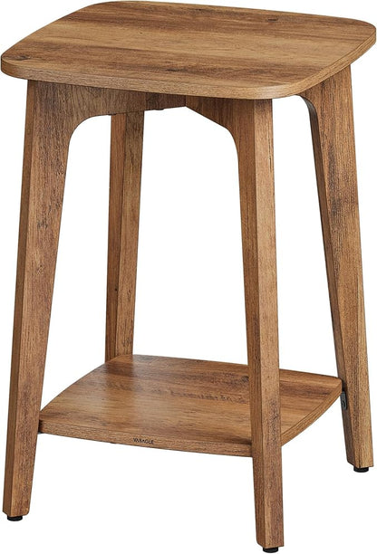 VASAGLE Side Table, Small Square End Table with Lower Shelf, Nightstand for Small Spaces, Living Room, Bedroom, Honey Brown ULET236K01