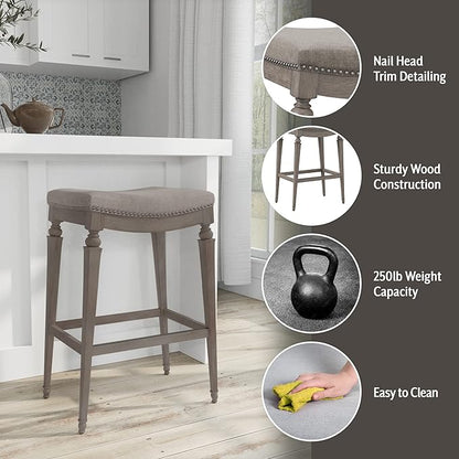 Hillsdale Furniture Vetrina Backless Non-Swivel Counter Stool, Weathered Grey