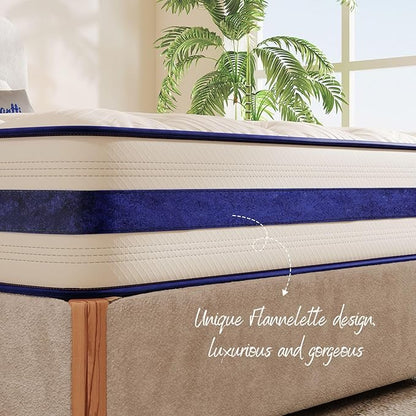 Vesgantti Queen Mattress, 10 Inch Hybrid Innerspring Mattress in a Box with Memory Foam, Durable Support & Pressure Relief, Medium Firm Feel