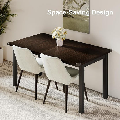 Feonase 63" Extendable Kitchen Table, Modern Farmhouse Dining Table for 4-8, Wooden Dining Room Table for Small Space, Dining Room, Home Office, Living Room Furniture, Espresso