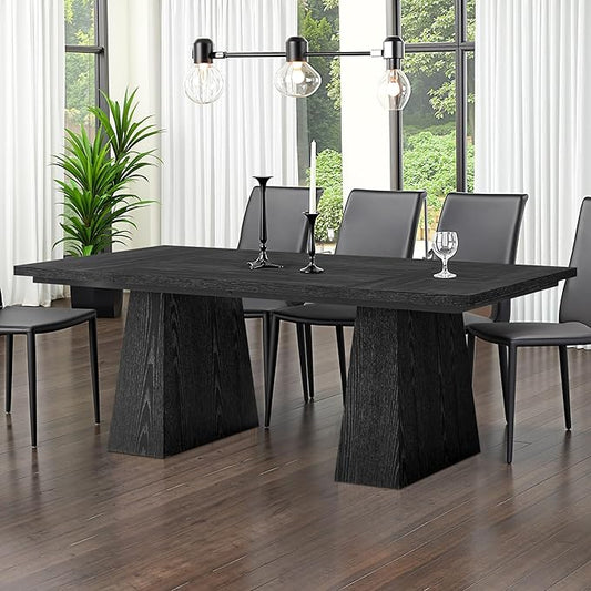 Round Dining Table for 4, 47" Wooden Kitchen Dinner Table Rustic, Farmhouse Table for Dining Room, Living Room, Gery