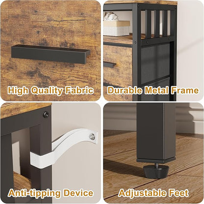 9 Drawer Dresser TV Stand up to for 50” TV with LED Lights & Power Outlets, Entertainment Center with Open Shelf, Media Console, Large Storage Dresser for Bedroom (Rustic Brown)
