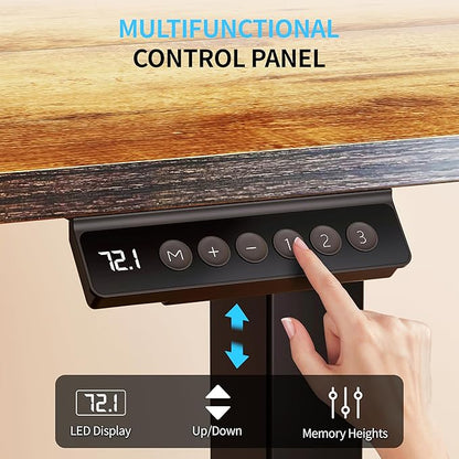 BIZUM Electric Standing Desk, 55" x 24" Height Adjustable Desk, Rustic Brown Sit to Stand Desk Memory Gaming Computer Workstation for Home Office