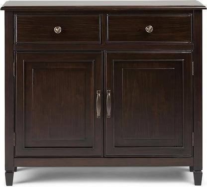 SIMPLIHOME Connaught SOLID WOOD 40 Inch Wide Traditional Entryway Storage Cabinet in Dark Chestnut Brown, For the Living Room, Entryway and Family Room