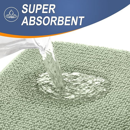 OLANLY Thick Memory Foam Bath Mat Rug 47x17, Extra Soft Absorbent Bathroom Rug, Quick Dry Bath Mats, Non-Slip, Machine Washable Carpet for Bathroom, Tub and Shower, Home Decor Accessories, Sage Green