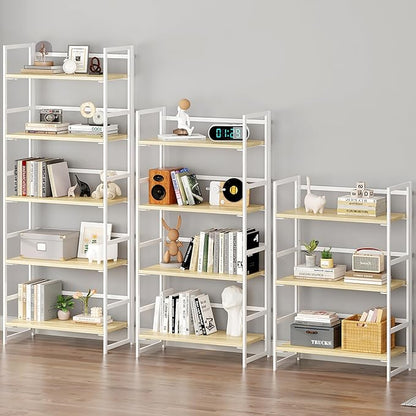 BHG Vintage Multifunctional Folding Bookshelf, No-Assembly Plant Stand Storage Rack Shelves for Home Office (White, 3-Tier)