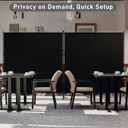 Room Divider 126''W x 71''H Large 2 Panel Privacy Screen for Room Partitions, Portable Room Divider Screen for Room Separtion, Freestanding Fabric Wall Divider for Office, School, Room Separator Black