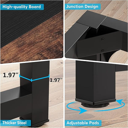 Tribesigns 70.8”Executive Desk, Large Office Computer Desk with Thicken Frame, Modern Simple Workstation Business Furniture for Home Office, Rustic Brown/Black