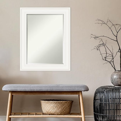 Amanti Art White Bathroom Mirror for Over Sink, 30x24 Ridge White Rectangle Vanity Mirror, Medium Traditional Frame, Hangs Horizonally and Vertically, Bathroom Wall Decor, Beveled Edge from WI, USA