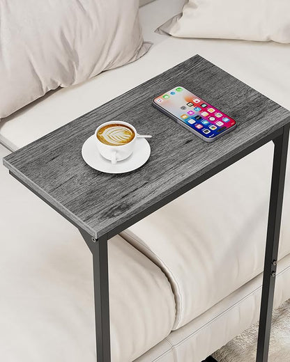 TUTOTAK C Shaped End Table, Small Side Table, Set of 2, 28.7 inch Tall Couch Table, Sofa Table, Living Room, Bed Room, Charcoal Grey TB01BY0712